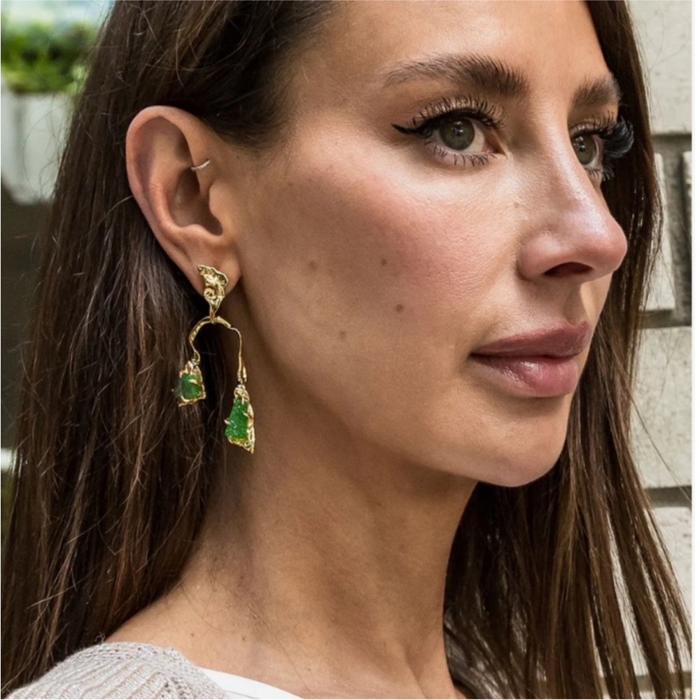 ALEXIS BITTAR • Mobile Green Druzy Balance Brut Earrings